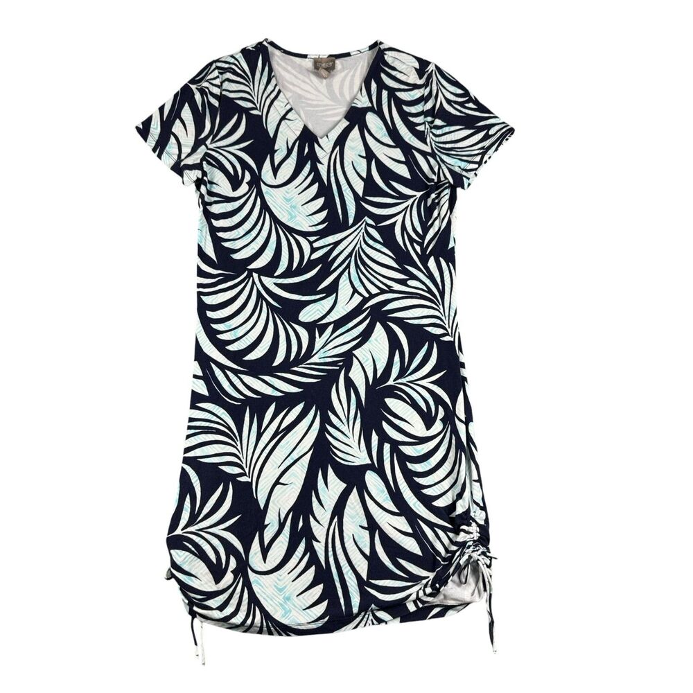 Chico's Dress Women's 0 Small Tribal Tropics Short Sleeve Floral Sanibel V-Neck
